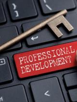 A red key on a keyboard says "Professional Development"